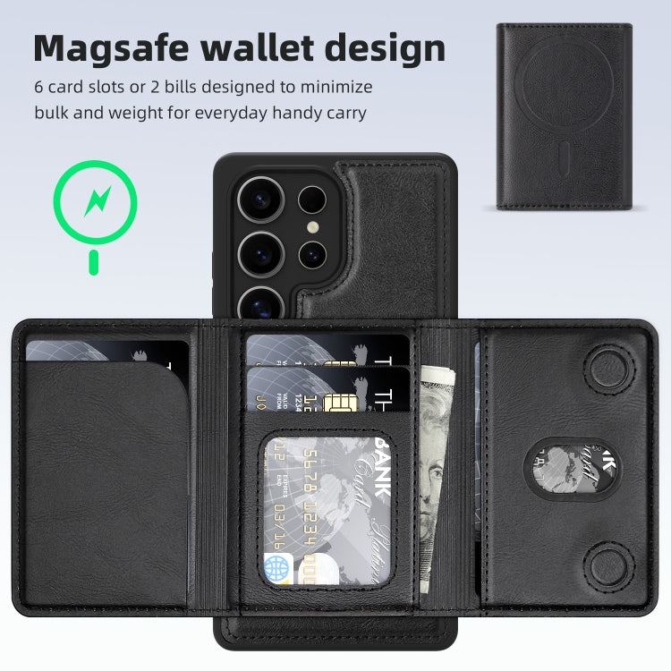 For Samsung Galaxy S25 5G Shield Multi-functional MagSafe Card Bag Phone Case(Black) - Galaxy S25 5G Cases by buy2fix | Online Shopping UK | buy2fix