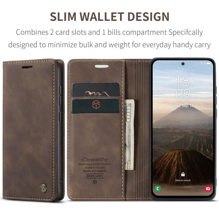 For Samsung Galaxy S25+ 5G CaseMe 013 Multifunctional Horizontal Flip Leather Phone Case(Coffee) - Galaxy S25+ 5G Cases by CaseMe | Online Shopping UK | buy2fix