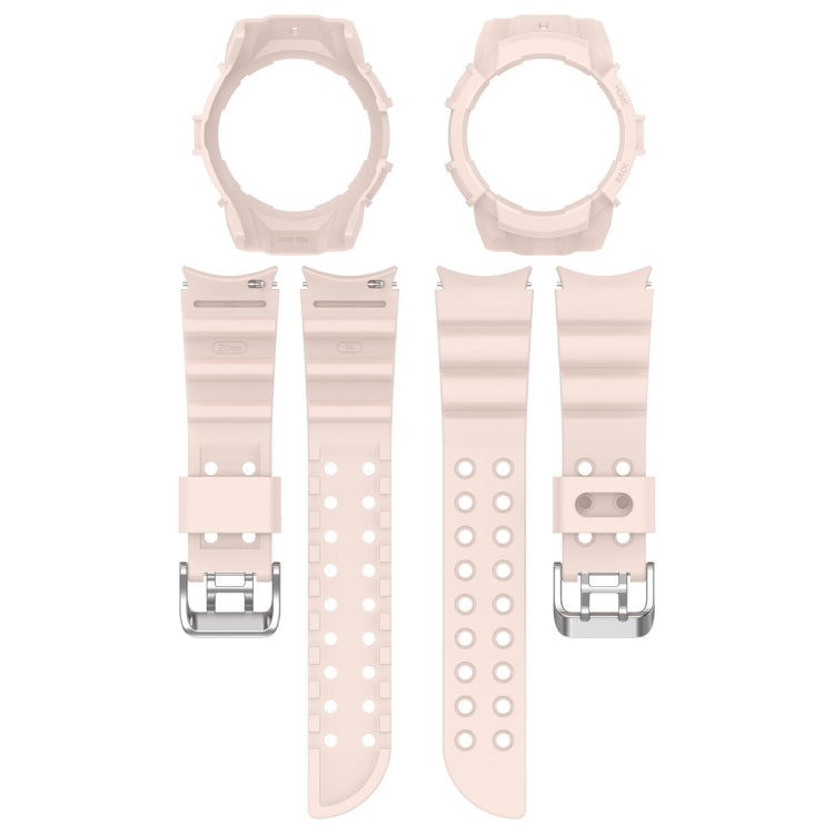 For Samsung Galaxy Watch 7 40mm Armor Silicone Watch Band with Watch Case Set(Pink) - Watch Bands by buy2fix | Online Shopping UK | buy2fix