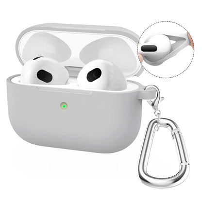 For Apple AirPods 4 2024 ENKAY Hat-Prince Thickened Silicone Case with Hook and Anti-lost Silicone Earbuds(Light Grey) - For AirPods 4 by ENKAY | Online Shopping UK | buy2fix