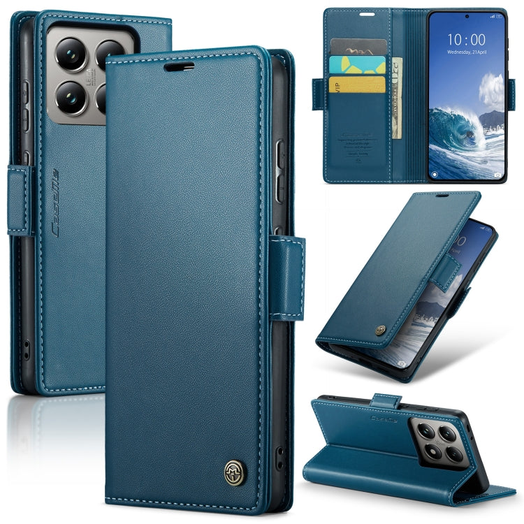 For Xiaomi 14T CaseMe 023 Butterfly Buckle Litchi Texture RFID Anti-theft Leather Phone Case(Blue) - 14T Cases by CaseMe | Online Shopping UK | buy2fix