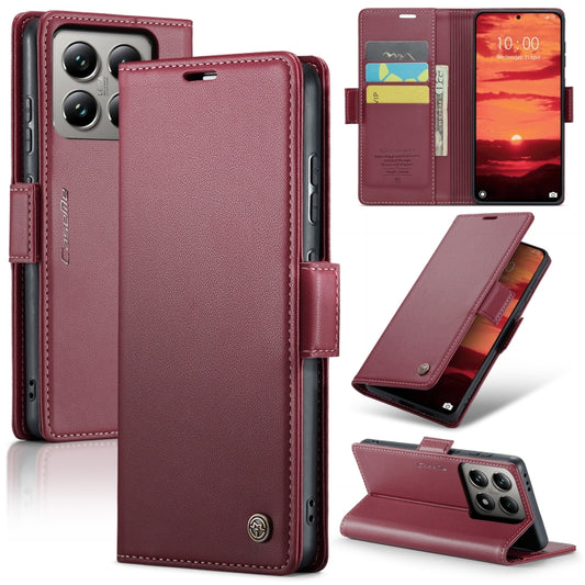 For Xiaomi 14T Pro CaseMe 023 Butterfly Buckle Litchi Texture RFID Anti-theft Leather Phone Case(Red) - 14T Pro Cases by CaseMe | Online Shopping UK | buy2fix