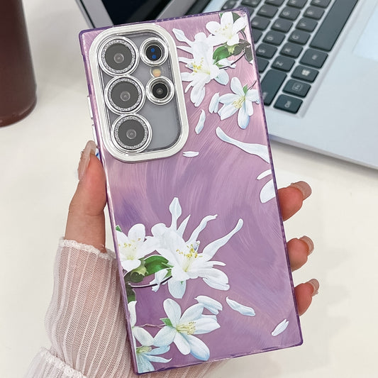 For Samsung Galaxy S25 Ultra 5G Electroplating Flowers Plants Texture TPU Phone Case(Gardenia FL15) - Galaxy S25 Ultra 5G Cases by buy2fix | Online Shopping UK | buy2fix