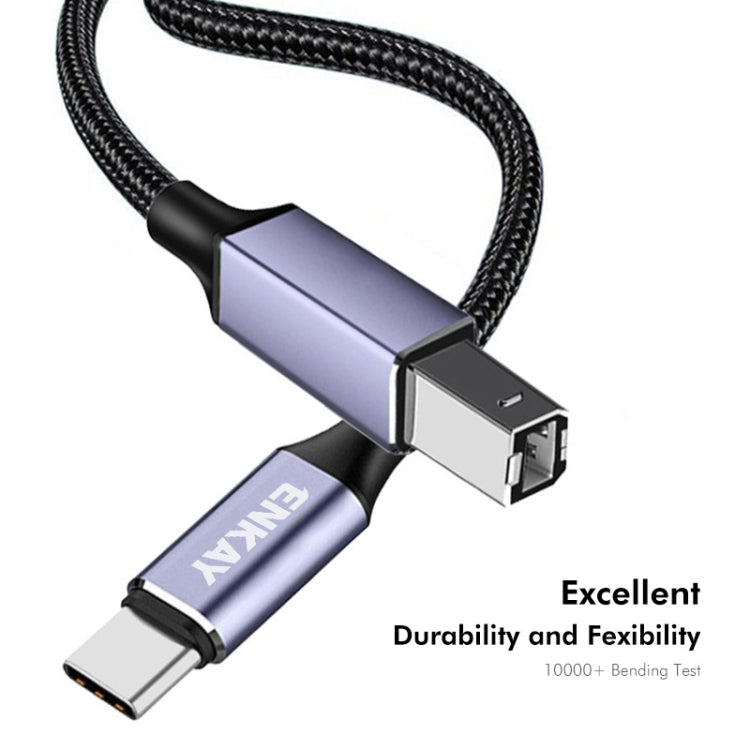 ENKAY ENK-CB170 USB C / Type-C to USB 2.0 B Printer Scanner Nylon Braided Cable, Length:1m - Cable & Adapters by ENKAY | Online Shopping UK | buy2fix