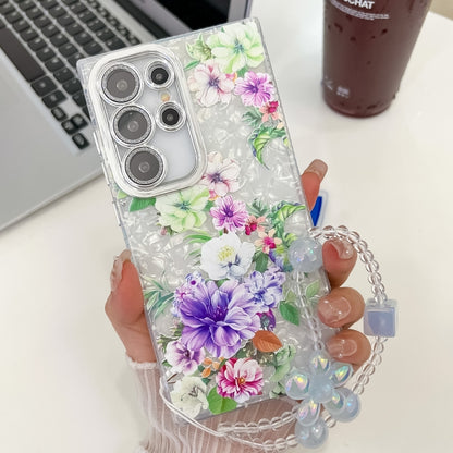 For Samsung Galaxy S25 Ultra 5G Electroplating Flowers Plants Texture Wristband TPU Phone Case(Colorful Peony FL10) - Galaxy S25 Ultra 5G Cases by buy2fix | Online Shopping UK | buy2fix