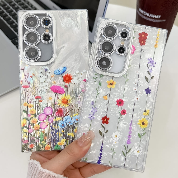 For Samsung Galaxy S25 Ultra 5G Electroplating Flower Texture TPU Phone Case(Flowers SH4) - Galaxy S25 Ultra 5G Cases by buy2fix | Online Shopping UK | buy2fix