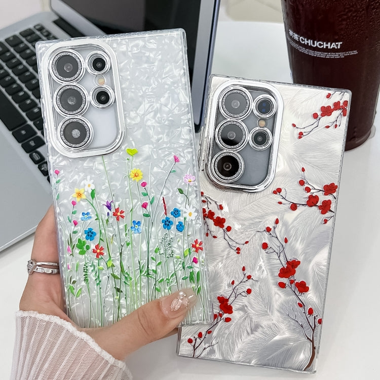 For Samsung Galaxy S25 Ultra 5G Electroplating Flower Texture TPU Phone Case(Flowers SH4) - Galaxy S25 Ultra 5G Cases by buy2fix | Online Shopping UK | buy2fix