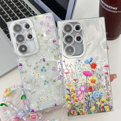 For Samsung Galaxy S25 Ultra 5G Electroplating Flower Texture Wristband TPU Phone Case(Little Wildflower SH3) - Galaxy S25 Ultra 5G Cases by buy2fix | Online Shopping UK | buy2fix