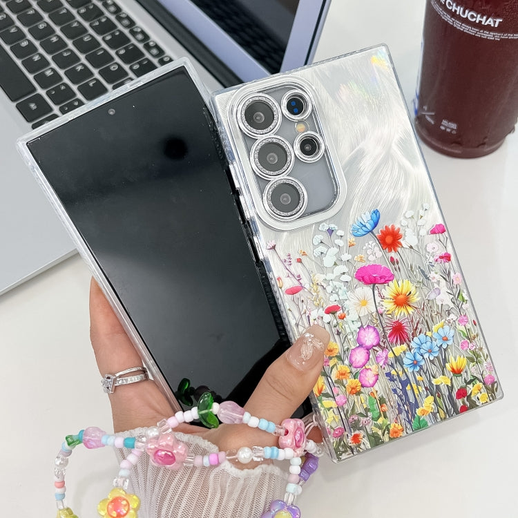 For Samsung Galaxy S25 Ultra 5G Electroplating Flower Texture Wristband TPU Phone Case(Little Wildflower SH3) - Galaxy S25 Ultra 5G Cases by buy2fix | Online Shopping UK | buy2fix