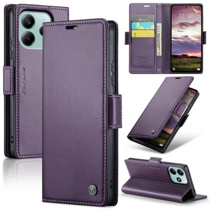 For Redmi Note 14 5G CaseMe 023 Butterfly Buckle Litchi Texture RFID Anti-theft Leather Phone Case(Purple) - Note 14 Cases by CaseMe | Online Shopping UK | buy2fix