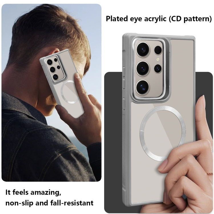 For Samsung Galaxy S25+ 5G Plated CD Texture MagSafe Acrylic Hybrid TPU Phone Case(Gray) - Galaxy S25+ 5G Cases by buy2fix | Online Shopping UK | buy2fix