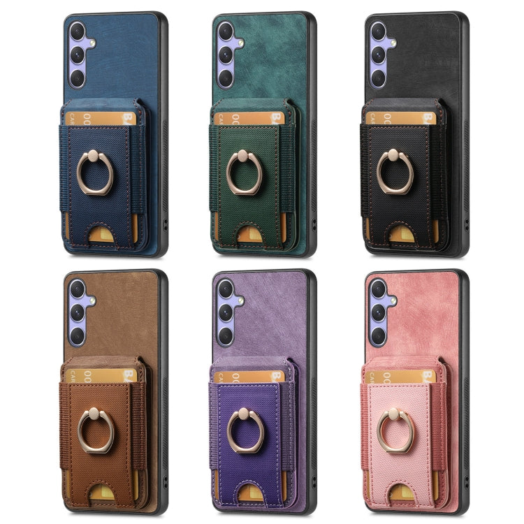 For Samsung Galaxy S25 5G Retro Splitable Magnetic Stand Card Bag Leather Phone Case(Purple) - Galaxy S25 5G Cases by buy2fix | Online Shopping UK | buy2fix