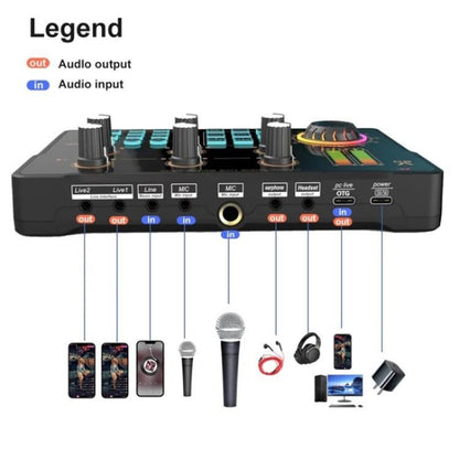 V80 For Mobile Phone Computer Portable Live Streaming Karaoke Sound Card Mixer - Live Sound Effects Processors by buy2fix | Online Shopping UK | buy2fix