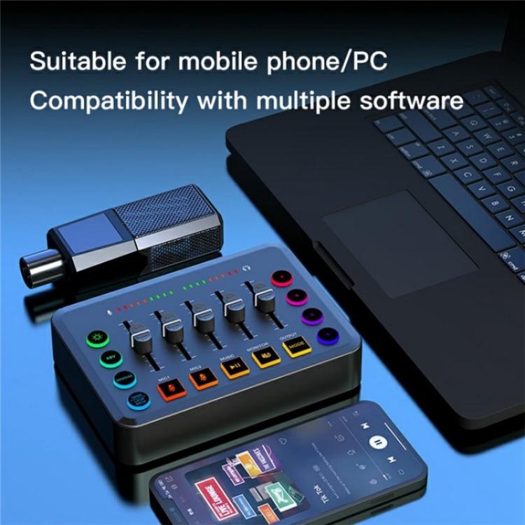 F9 48V Live Streaming Sound Card Audio Mixer Power Voice Changer with RGB Light(Black) - Live Sound Effects Processors by buy2fix | Online Shopping UK | buy2fix