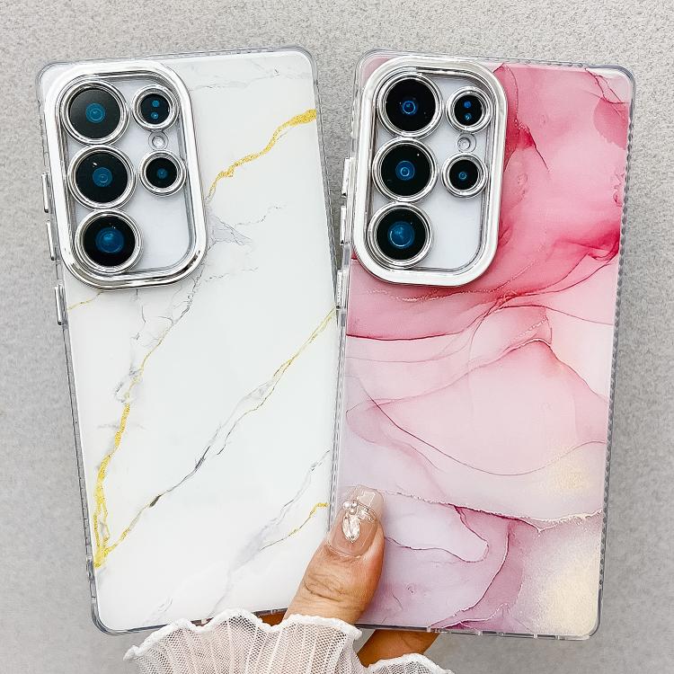 For Samsung Galaxy S25 Ultra 5G Electroplated Marble Texture Phone Case(Red M7) - Galaxy S25 Ultra 5G Cases by buy2fix | Online Shopping UK | buy2fix