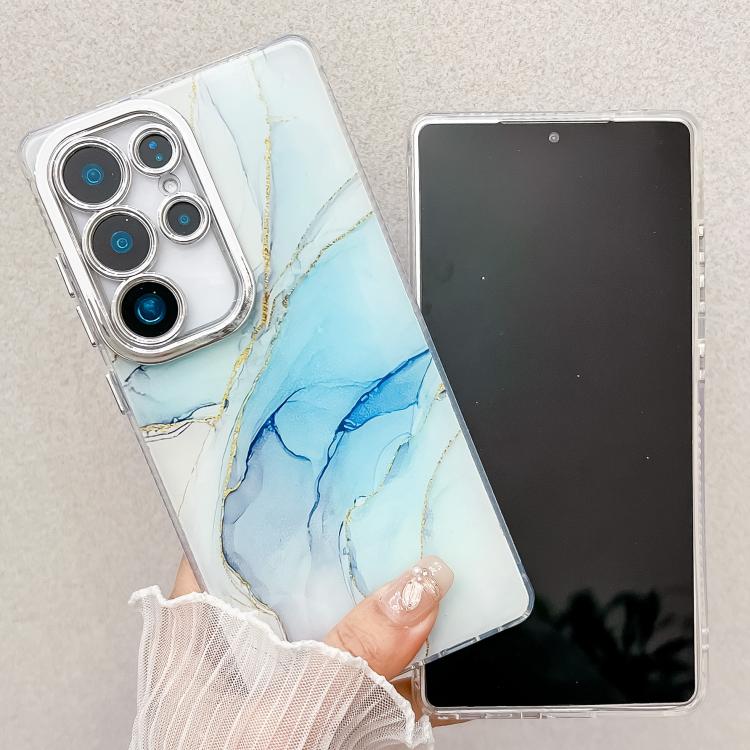 For Samsung Galaxy S25+ 5G Electroplated Marble Texture Phone Case(Blue M11) - Galaxy S25+ 5G Cases by buy2fix | Online Shopping UK | buy2fix