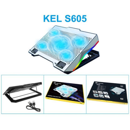 S605 RGB Light 5 Silent Fans Adjustable Height Stand Gaming Laptop Cooling Pad - Cooling Pads by buy2fix | Online Shopping UK | buy2fix