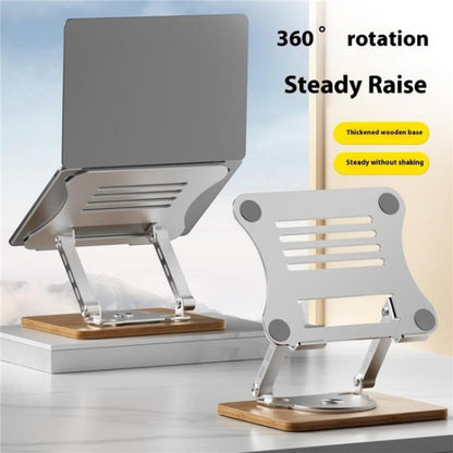 J31 Foldable 360-Degree Rotating Laptop Metal Wood Cooling Stand(Silver) - Laptop Stand by buy2fix | Online Shopping UK | buy2fix