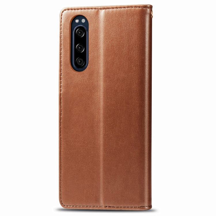 For Sony Xperia 5 Retro Solid Color Leather Buckle Phone Case with Lanyard & Photo Frame & Card Slot & Wallet & Stand Function(Brown) - Sony Cases by buy2fix | Online Shopping UK | buy2fix