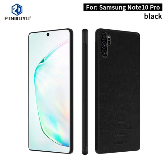 For Galaxy Note10 Pro PINWUYO Pin Rui Series Classical Leather, PC + TPU + PU Leather Waterproof And Anti-fall All-inclusive Protective Shell(Black) - Galaxy Phone Cases by PINWUYO | Online Shopping UK | buy2fix