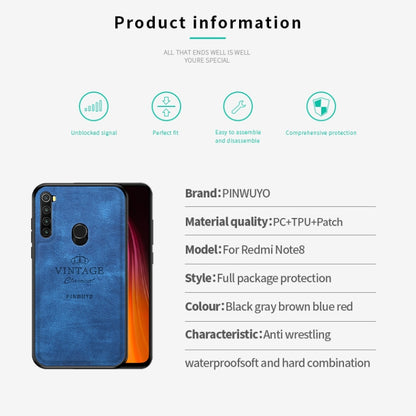 For Xiaomi RedMi Note 8 PINWUYO Zun Series PC + TPU + Skin Waterproof And Anti-fall All-inclusive Protective Shell(Blue) - Xiaomi Cases by PINWUYO | Online Shopping UK | buy2fix