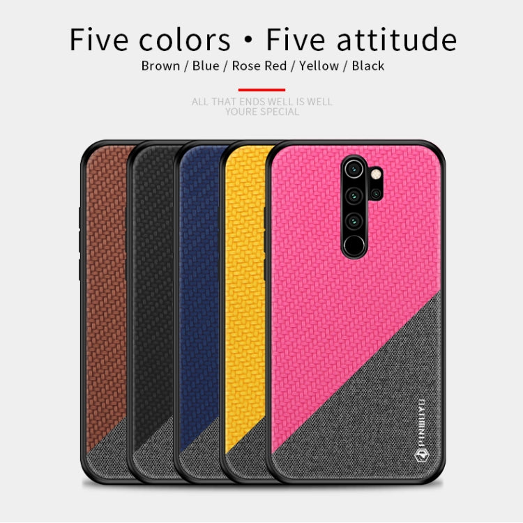 For Xiaomi RedMi Note 8 Pro PINWUYO Rong Series  Shockproof PC + TPU+ Chemical Fiber Cloth Protective Cover(Blue) - Xiaomi Cases by buy2fix | Online Shopping UK | buy2fix