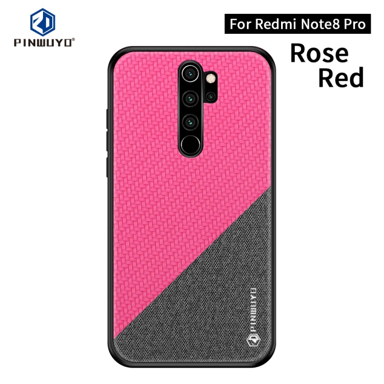 For Xiaomi RedMi Note 8 Pro PINWUYO Rong Series  Shockproof PC + TPU+ Chemical Fiber Cloth Protective Cover(Red) - Xiaomi Cases by buy2fix | Online Shopping UK | buy2fix