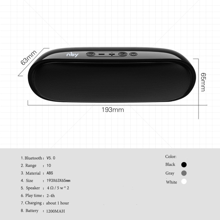 NBY 4070 Portable Bluetooth Speaker 3D Stereo Sound Surround Speakers, Support FM, TF, AUX, U-disk(Gray) - Desktop Speaker by NBY | Online Shopping UK | buy2fix