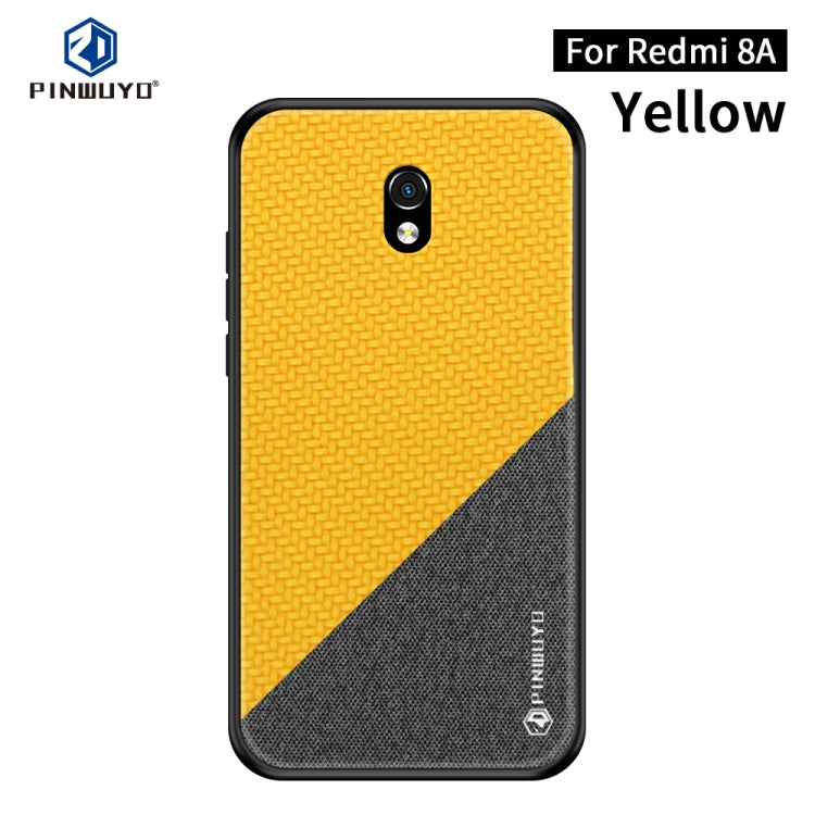 For Xiaomi RedMi 8A PINWUYO Rong Series  Shockproof PC + TPU+ Chemical Fiber Cloth Protective Cover(Yellow) - Xiaomi Cases by PINWUYO | Online Shopping UK | buy2fix