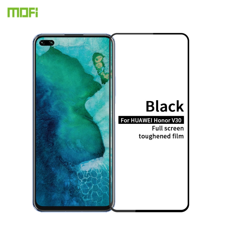 For Huawei Honor V30 MOFI 9H 2.5D Full Screen Tempered Glass Film(Black) - Honor Tempered Glass by MOFI | Online Shopping UK | buy2fix