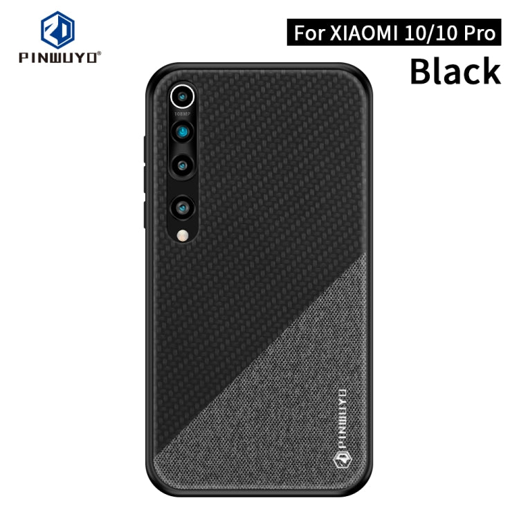 For Xiaomi 10 / 10pro PINWUYO Rong Series  Shockproof PC + TPU+ Chemical Fiber Cloth Protective Cover(Black) - Xiaomi Cases by PINWUYO | Online Shopping UK | buy2fix