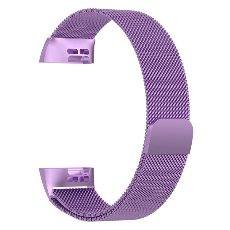 Stainless Steel Magnet Watch Band for FITBIT Charge 4 / 3, Large Size: 210x18mm(Light Purple) - Watch Bands by buy2fix | Online Shopping UK | buy2fix