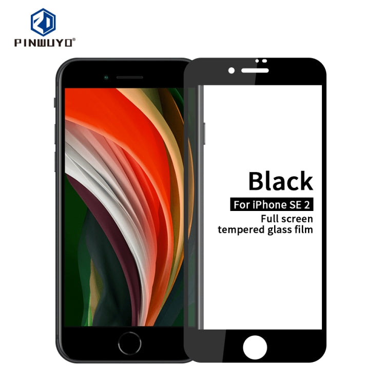 For iPhone SE 2020 PINWUYO 9H 2.5D Full Screen Tempered Glass Film(Black) - iPhone SE 2022 / 2020 Tempered Glass by buy2fix | Online Shopping UK | buy2fix