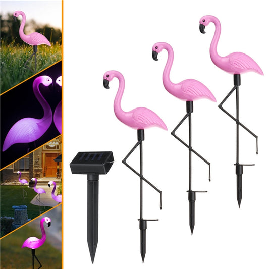 3 in 1 Waterproof Solar Flamingo Lawn Light LED Garden Path Landscape Lights Night Lamp - Solar Lights by buy2fix | Online Shopping UK | buy2fix