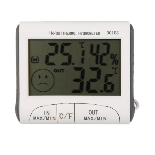 LCD Digital Thermometer Hygrometer Moisture Meter and Wired Temperature with External Sensor White - Measuring Tools by buy2fix | Online Shopping UK | buy2fix