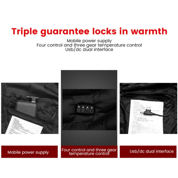 19 Zone 4 Control Black USB Winter Electric Heated Jacket Warm Thermal Jacket, Size: XXXXXL - Down Jackets by buy2fix | Online Shopping UK | buy2fix