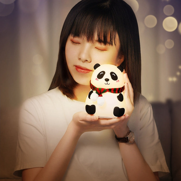 Cute Panda Night Light USB Charging Touch Control Colorful Silicone Bedside Lamp(Big Eyes) - Night Lights by buy2fix | Online Shopping UK | buy2fix