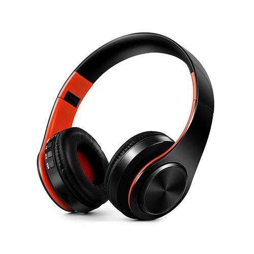 HIFI Stereo Wireless Bluetooth Headphone for Xiaomi iPhone Sumsamg Tablet, with Mic, Support SD Card & FM(Orange black) - Headset & Headphone by buy2fix | Online Shopping UK | buy2fix