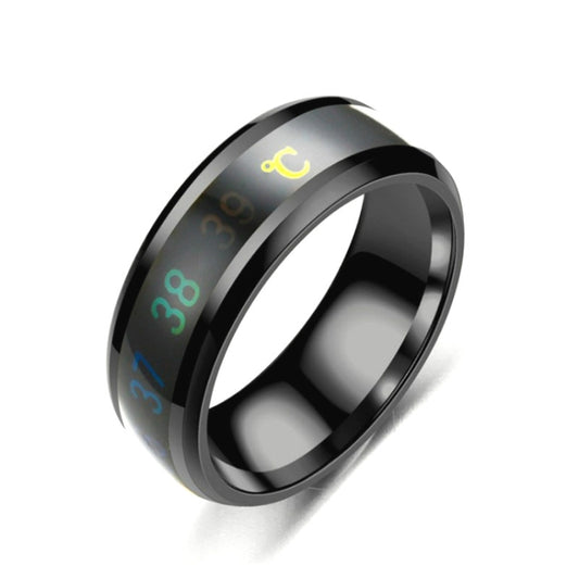 Smart Temperature Ring Stainless Steel Personalized Temperature Display Couple Ring, Size: 9(Black) - Rings by buy2fix | Online Shopping UK | buy2fix