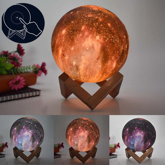 1W 3D Moon Lamp Children Gift Table Lamp Painted Starry Sky LED Night Light, Light color: 20cm Touch Control 3-colors - Night Lights by buy2fix | Online Shopping UK | buy2fix