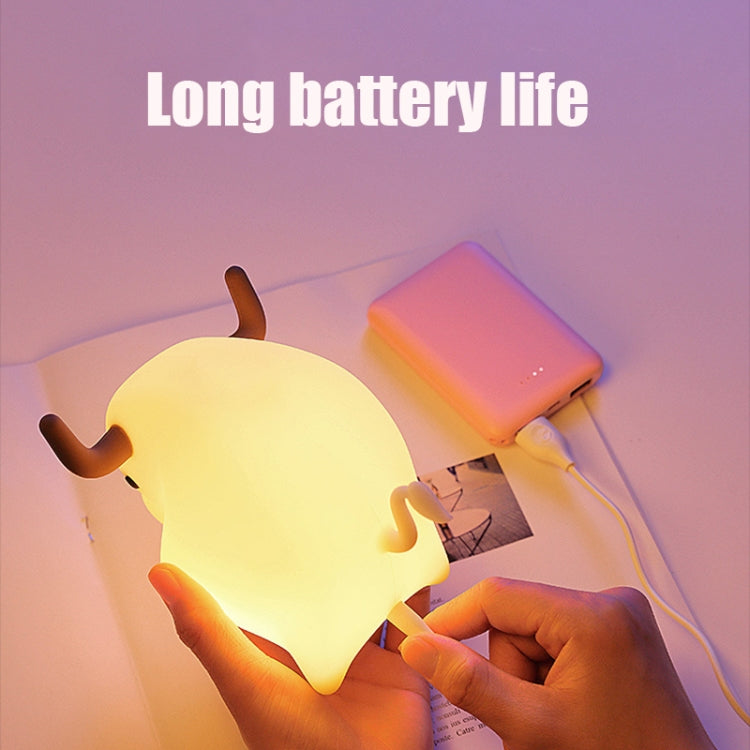 BD-NL-11 Cow Silicone Lamp USB Dimming Night Light Children Bedside Timing Sleeping Light(Yellow Light) - Night Lights by buy2fix | Online Shopping UK | buy2fix