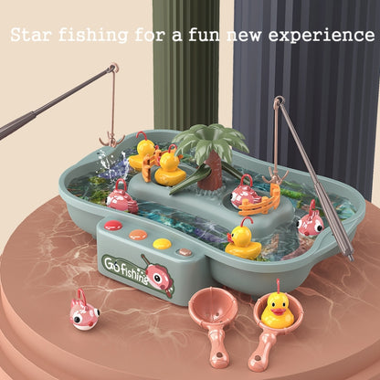 Play House Children Educational Electric Cycle Rotating Fishing Station Summer Water Game Toy Set, Colour: Green 3 Fish 3 Ducks - Music Toys by buy2fix | Online Shopping UK | buy2fix