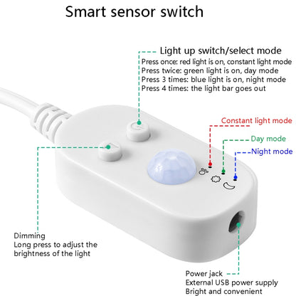 LED Light Strip USB Human Intelligent Induction Waterproof Light Strip 2835 Patch Cabinet Wardrobe Soft Light Strip 4m(6500K Cold White) - Sensor LED Lights by buy2fix | Online Shopping UK | buy2fix