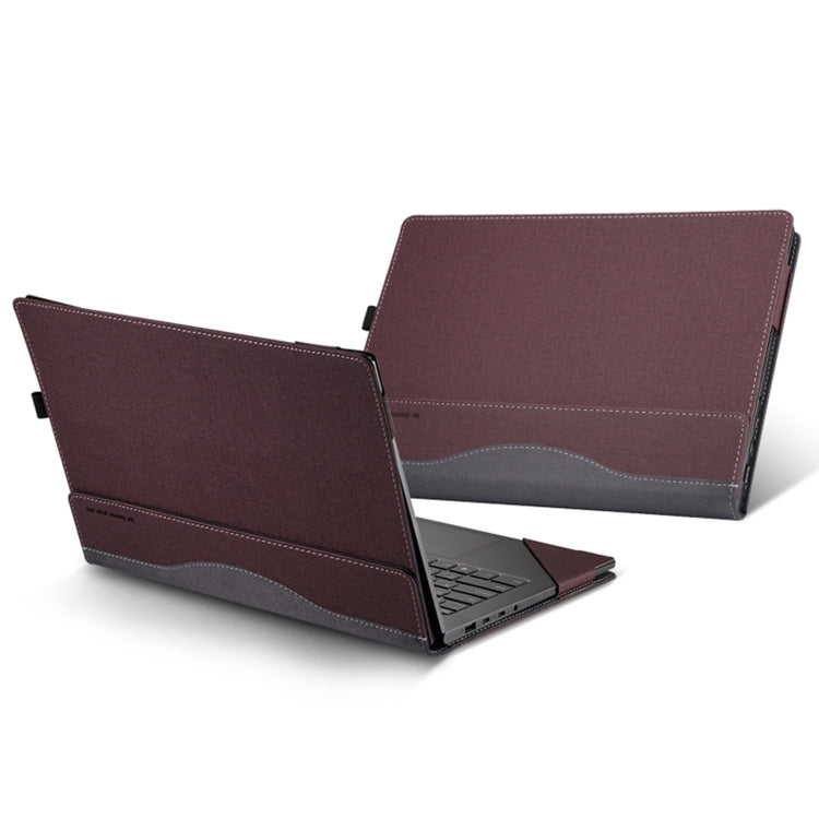 For Samsung Galaxy Book 4 Pro 16 Inch Leather Laptop Anti-Fall Protective Case(Wine Red) - 15.6 - 17 inch by buy2fix | Online Shopping UK | buy2fix