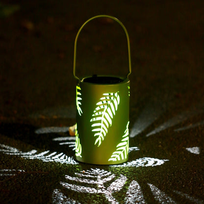 L3337 Solar Lawn Light Outdoor Waterproof Garden Decoration Hollow Leaf Iron Lantern(Green) - Solar Lights by buy2fix | Online Shopping UK | buy2fix