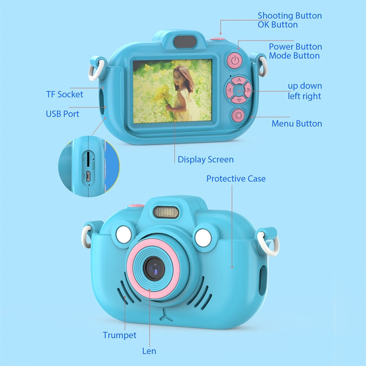 DC502 2.4-Inch 16X Zoom 2.7K Video Recording Children Digital Camera, Color: Blue + 32G(US Plug) - Children Cameras by buy2fix | Online Shopping UK | buy2fix