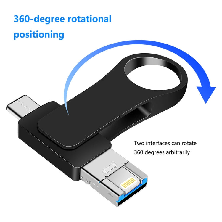 16GB USB 3.0 + 8 Pin + USB-C / Type-C 3 in 1 Mobile Computer Metal U-Disk(Black) - U Disk & Card Reader by buy2fix | Online Shopping UK | buy2fix