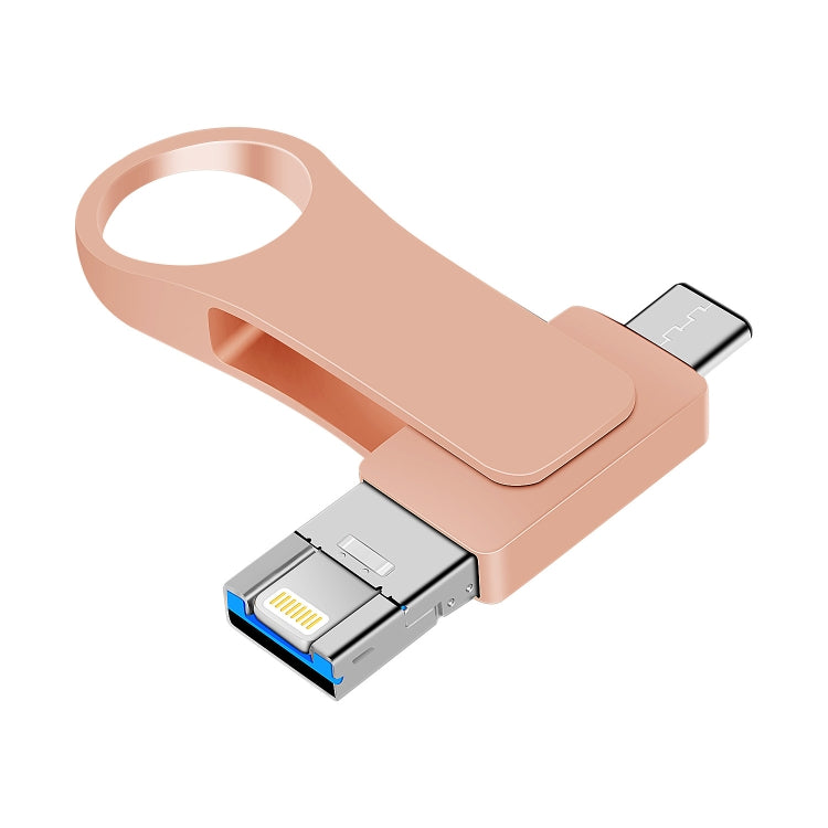 64GB USB 3.0 + 8 Pin + USB-C / Type-C 3 in 1 Mobile Computer Metal U-Disk(Pink) - U Disk & Card Reader by buy2fix | Online Shopping UK | buy2fix