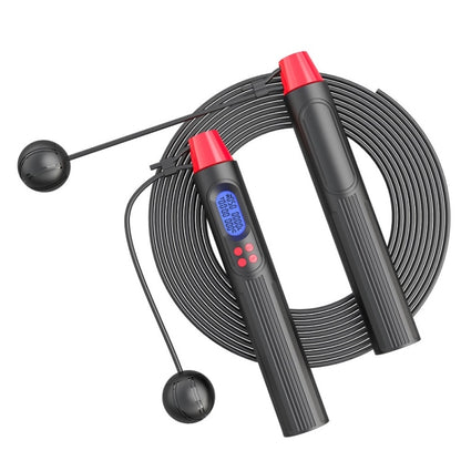 Fitness Smart Counting Slub Wire Skipping Rope Dual Purpose Corded / Cordless Jump Rope(Black Red) - Fitness Equipments by buy2fix | Online Shopping UK | buy2fix