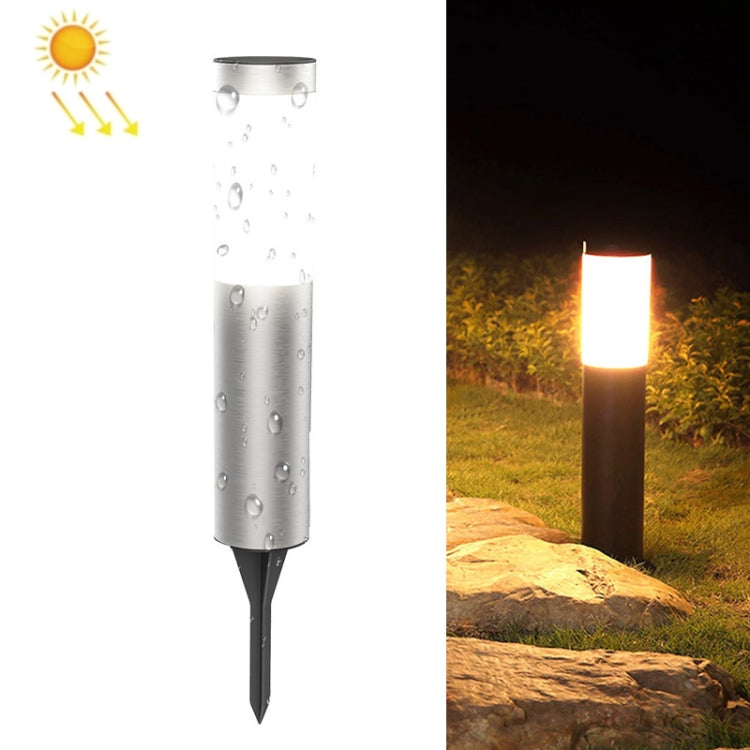 DSA-001 Solar Garden Column Outdoor Lawn Light, Style: Silver-Warm Light - Solar Lights by buy2fix | Online Shopping UK | buy2fix